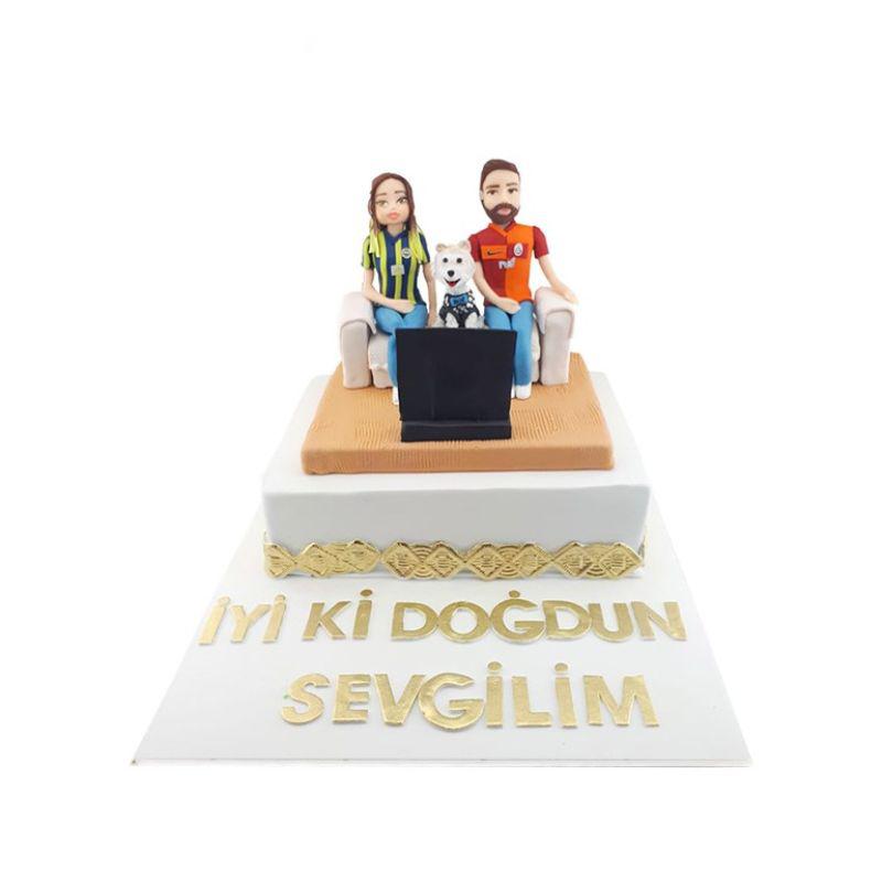 Figürlü Sevgililer Taraftar Pastası