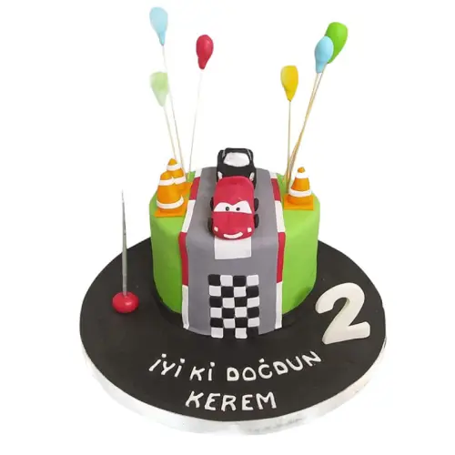 Hızlı Araba Yarış Doğum Günü Pastası