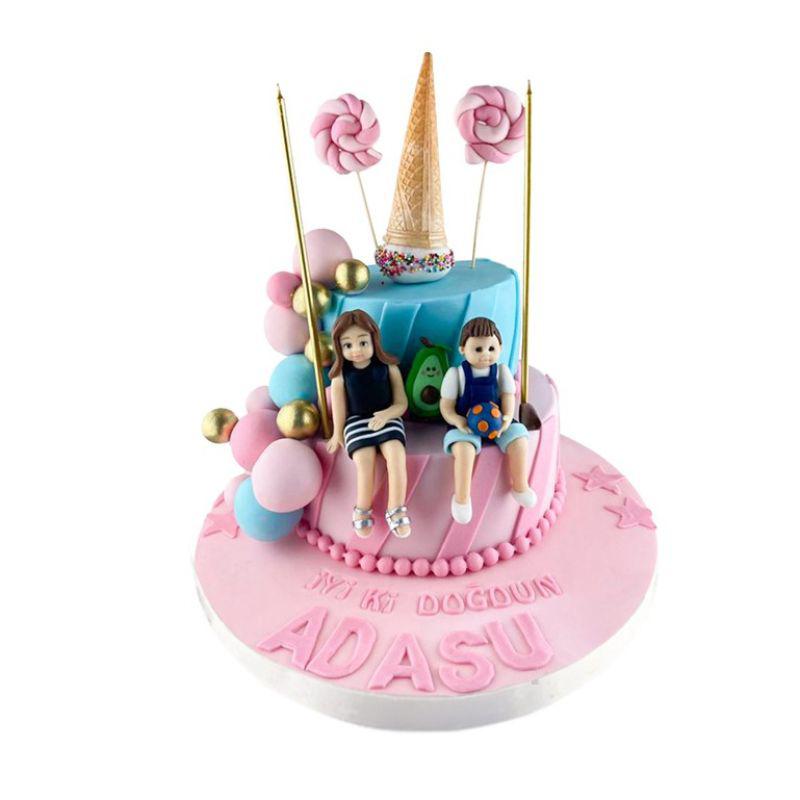 Figürlü İkizler Lol Bebek Pastası