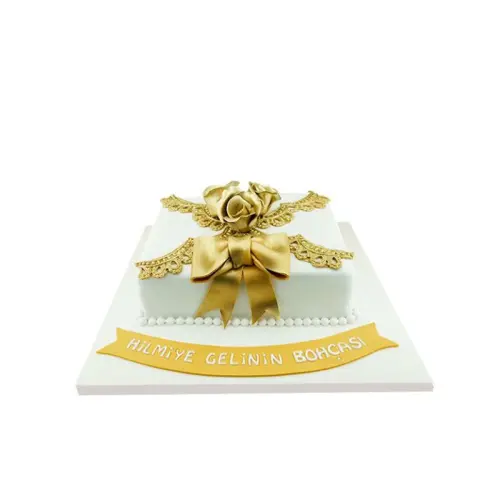 Altın Kurdeleli Söz Nişan Pastası