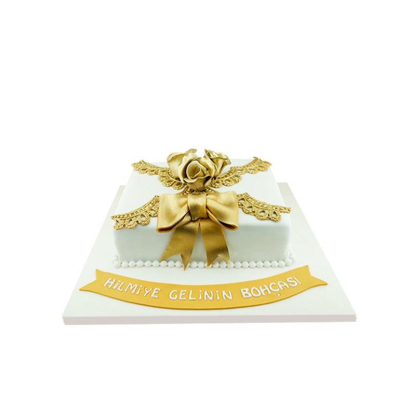 Altın Kurdeleli Söz Nişan Pastası