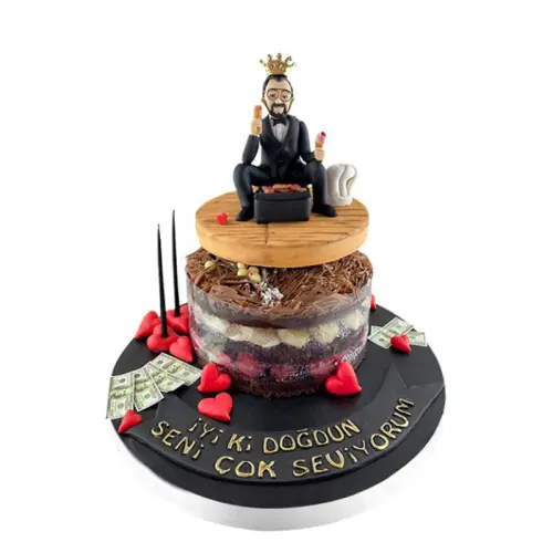 Figürlü ve Meyveli Sevgili Pastası