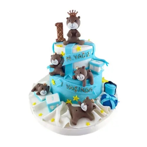Ayı Kardeşler 1 Yaş Günü Pastası
