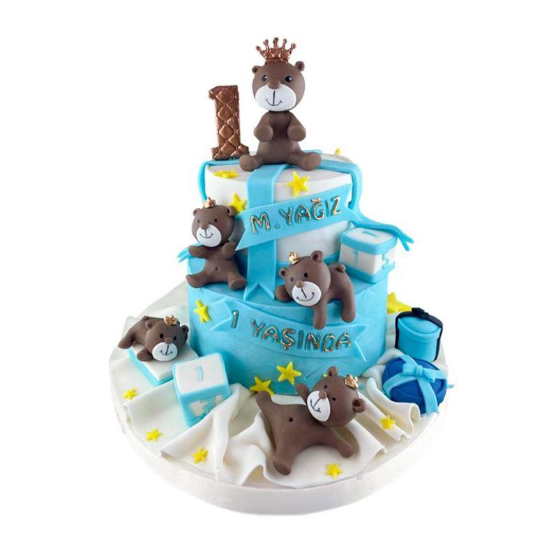 Ayı Kardeşler 1 Yaş Günü Pastası