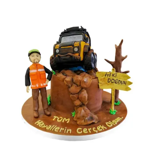 Figürlü Arazi Arabası Butik Pasta