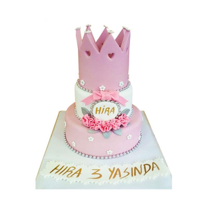 Taçlı Kız Çocuk Doğum Günü Pastası