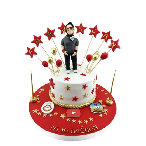 Özel Figürlü Youtuber Doğum Günü Pastası