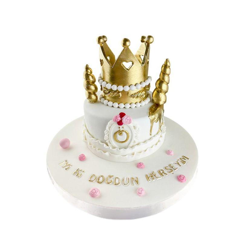 Altın Taçlı Sevgiliye Butik Pasta