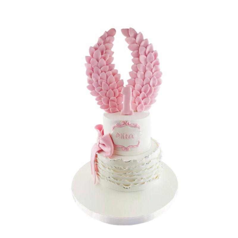 Pembe Kanatlı 1 Yaş Günü Pastası