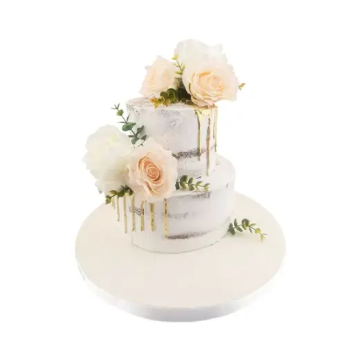 Altın Çikolatalı Güllü Nişan Pastası