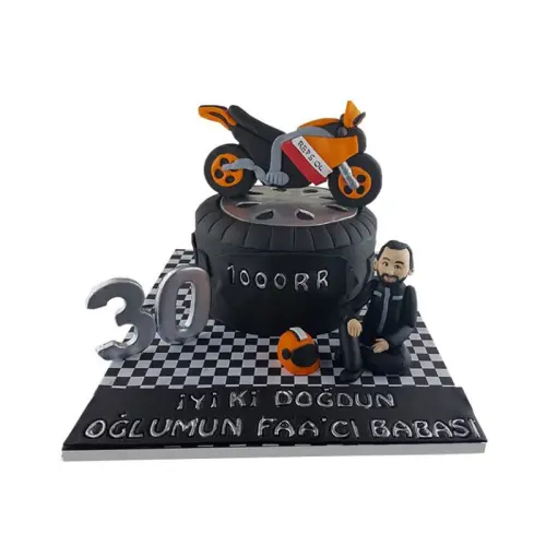Özel Figürlü Yarış Motoru Pastası