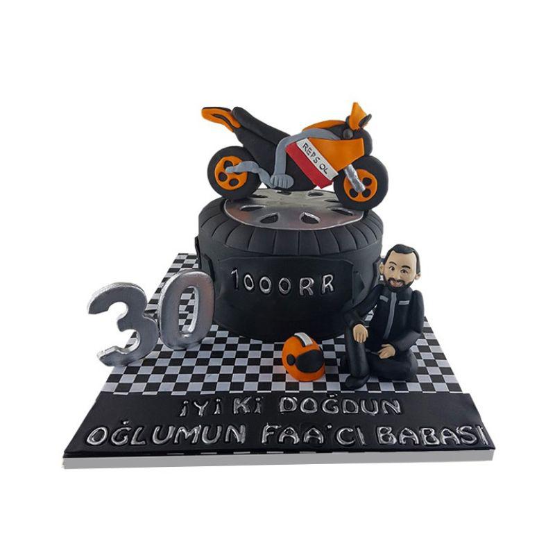 Özel Figürlü Yarış Motoru Pastası